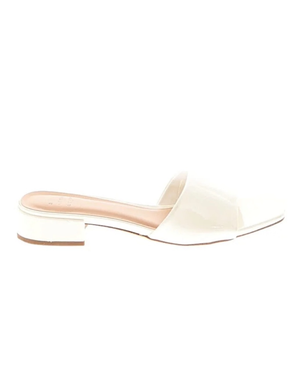 Women’s White Slide Sandals/Mini Heels - Minimal Square Toe